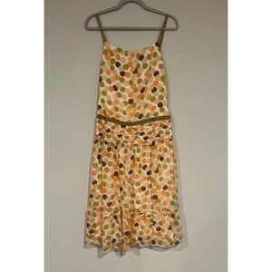 Vintage Vera Wang Polka Dot Midi Dress Silk Spaghetti Strap Ruffle Tiered Size 8